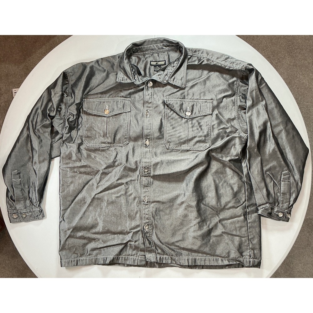 Greystone Workwear Shirt Mens 4XL Gray Metallic Cotton Blend Utility Gorpcore